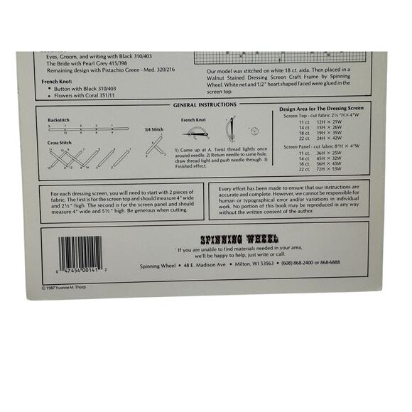 Vintage Dressing Screens with Music Cross Stitch Design Leaflet Spinning Wheel - Picture 2 of 2